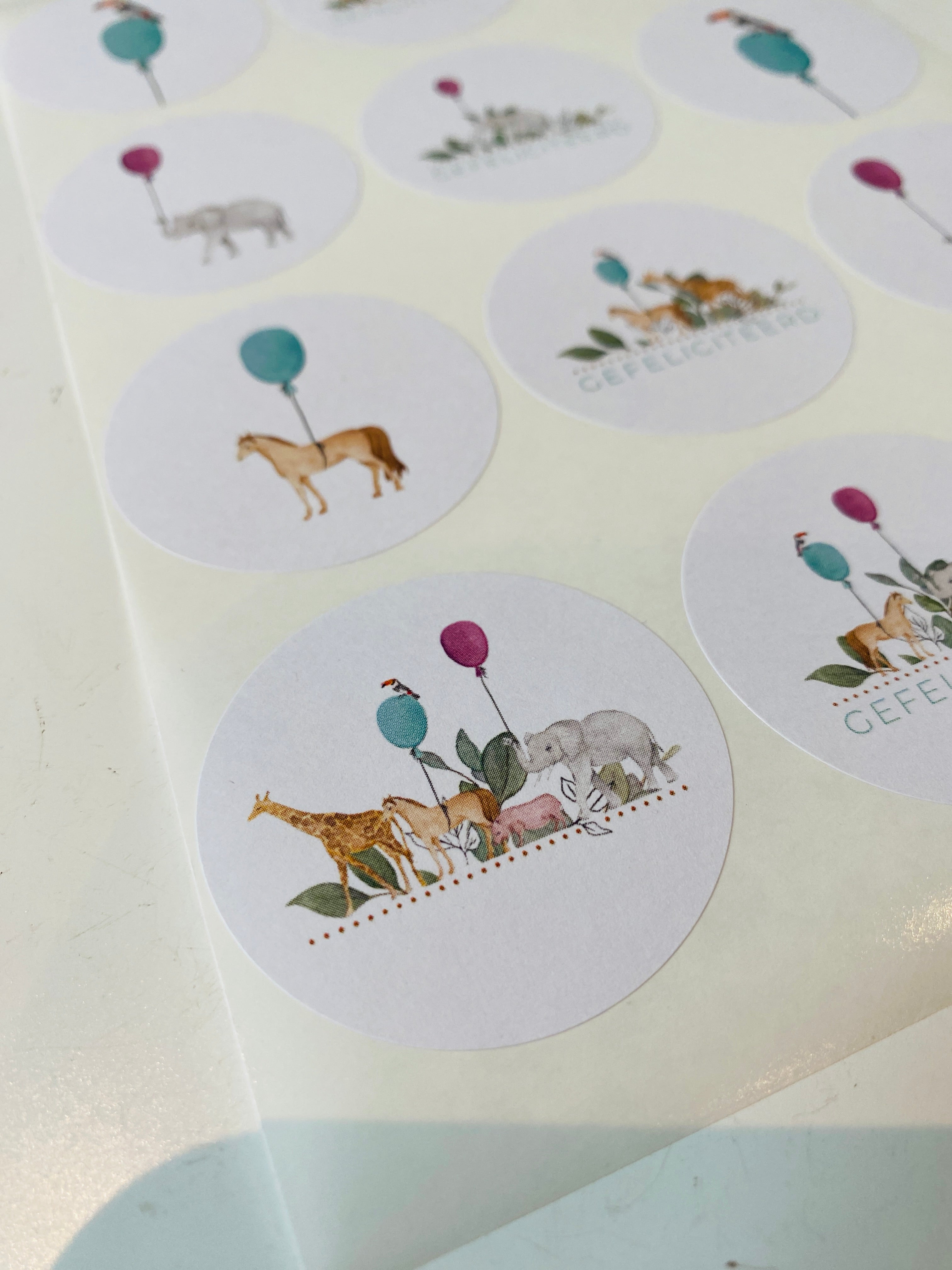 Stickers dieren Gefeliciteerd - 120 stickers in 8 designs