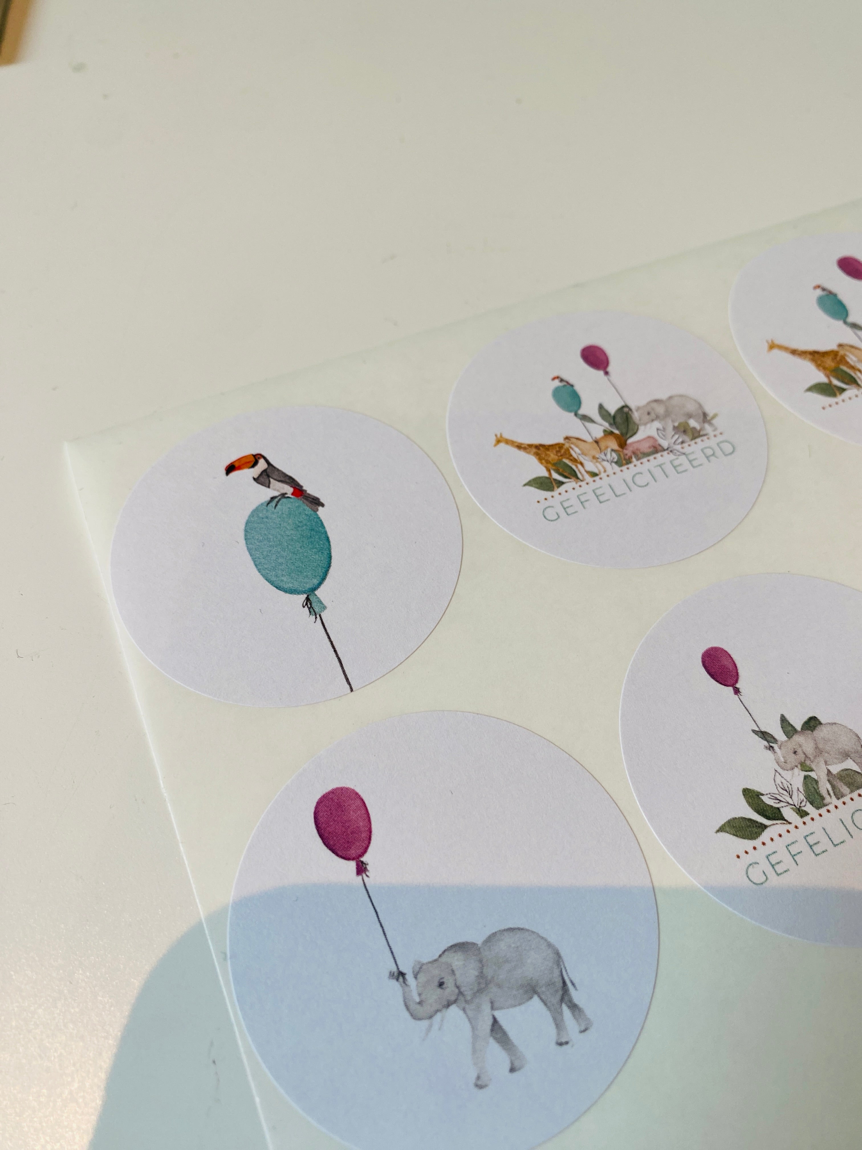 Stickers dieren Gefeliciteerd - 120 stickers in 8 designs