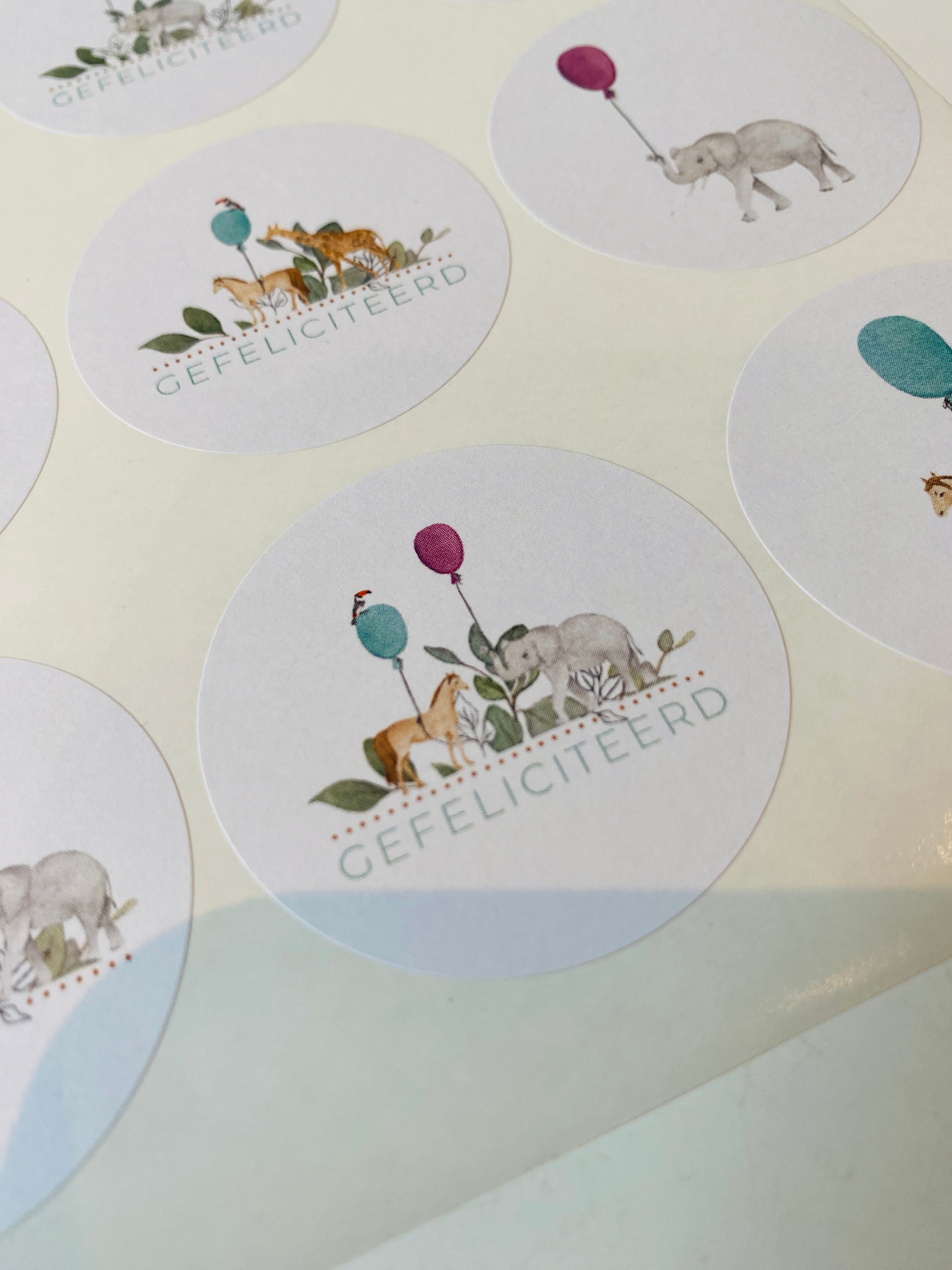 Stickers dieren Gefeliciteerd - 120 stickers in 8 designs