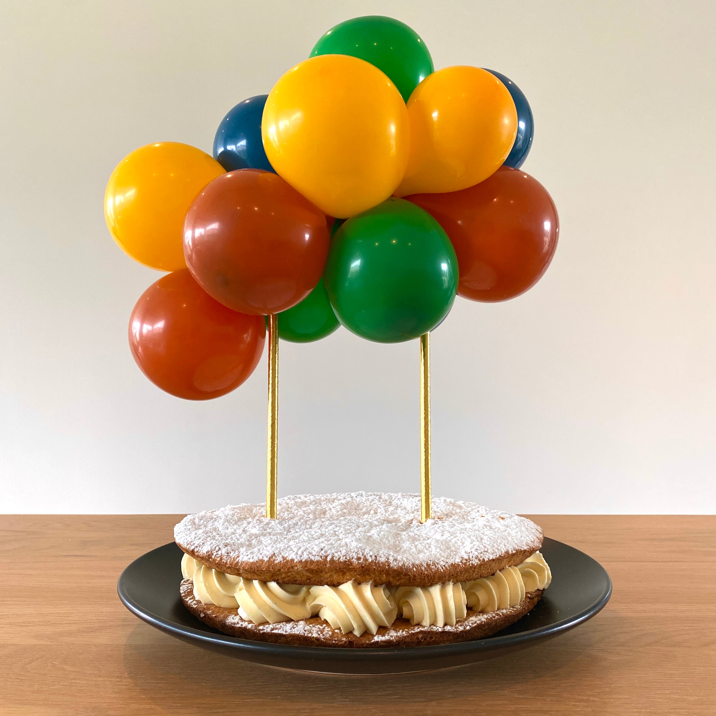 Ballonslinger taarttopper feest deco taart cake geel oranje blauw groen